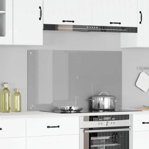 vidaXL Küchenrückwand Hellgrau 110 x 60 x 0,6 cm Gehärtetes Glas 42001306