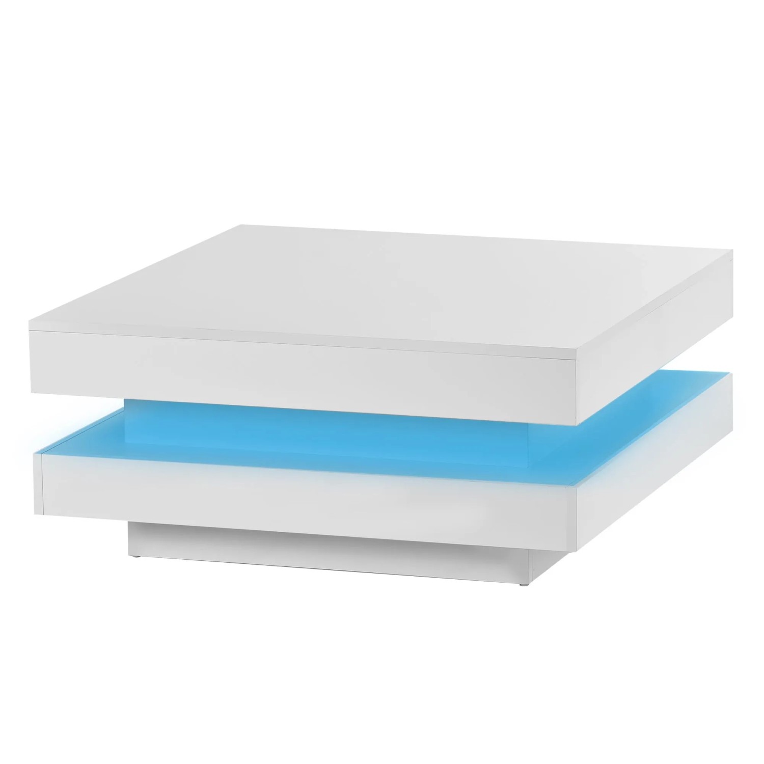 ModernLuxe Couchtisch Modern mit Bluetooth Led Beleuchtung Spanplatte Weiß