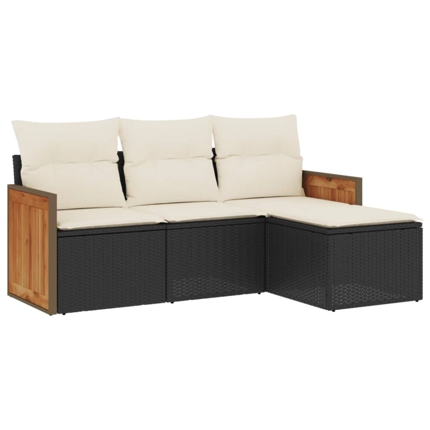 vidaXL 4-tlg Garten-Sofagarnitur mit Kissen Schwarz Poly Rattan Modell 52 günstig online kaufen