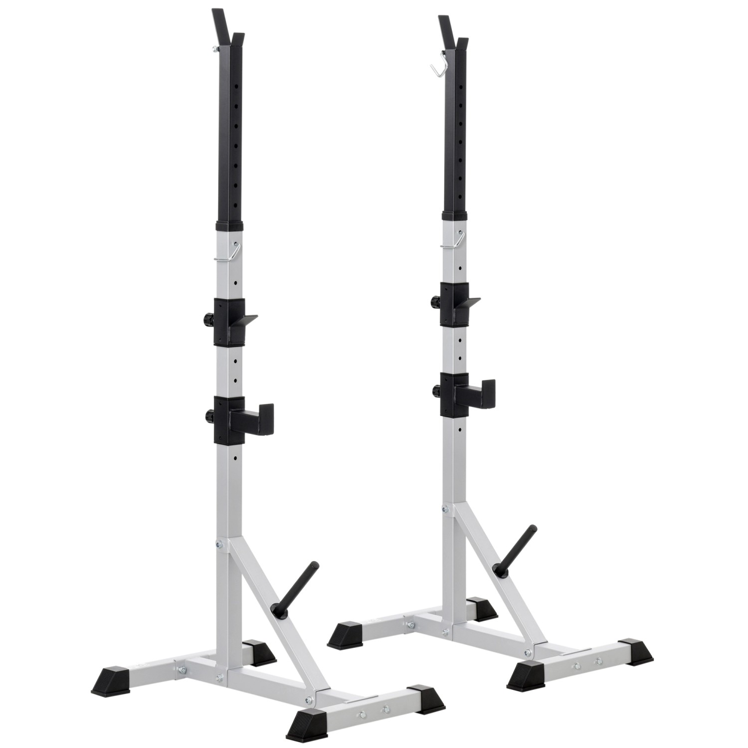 HOMCOM Langhantelständer Stahl Kunststoff Silber+Schwarz 58,5L x 75,5B x 136 176H cm