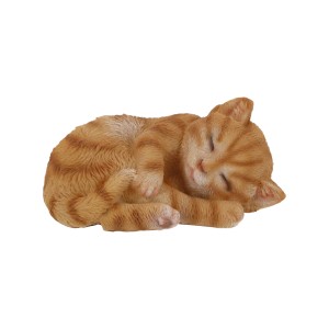 Schlafendes Katzenbaby als Deko-Figur für Haus und Garten, ca. 15 cm.