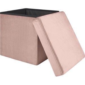 Rosa Falt-Hocker Blush Bordeaux (38 cm) mit abnehmbarem Deckel für Stauraum.