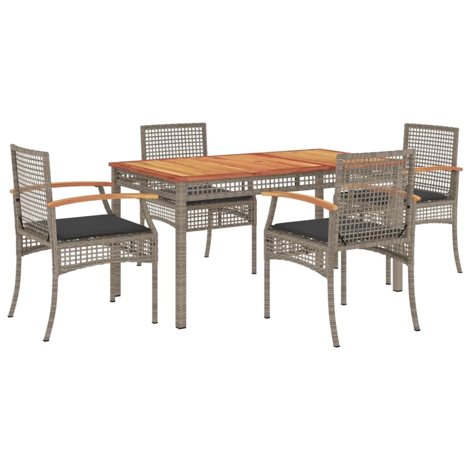 vidaXL 5-Tlg Garten-Essgruppe mit Kissen Grau Poly Rattan 3213571 günstig online kaufen