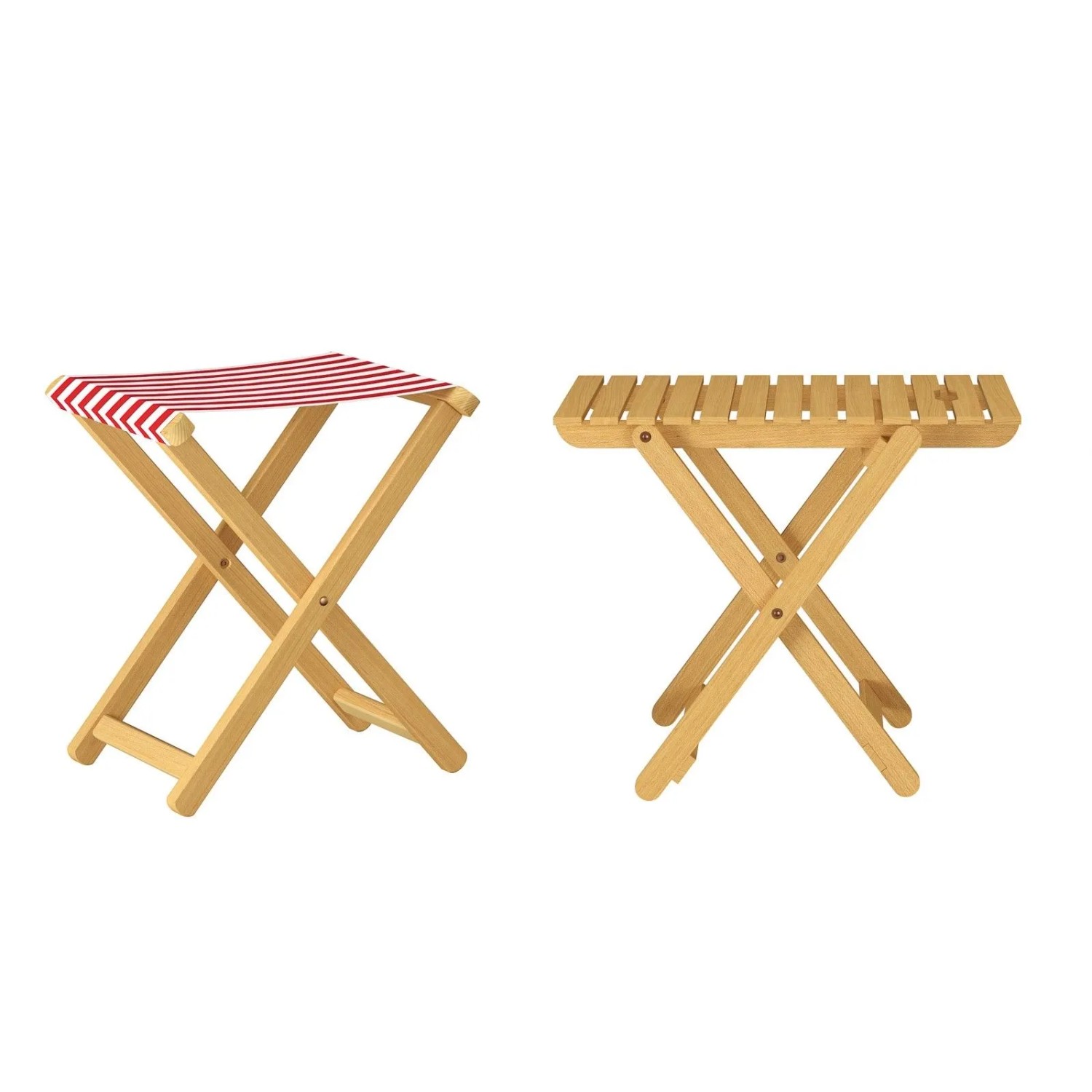 Erst-Holz Hocker Klappstuhl Anglerstuhl Buche Massiv Stoff Rot-Weiß 10-210 günstig online kaufen