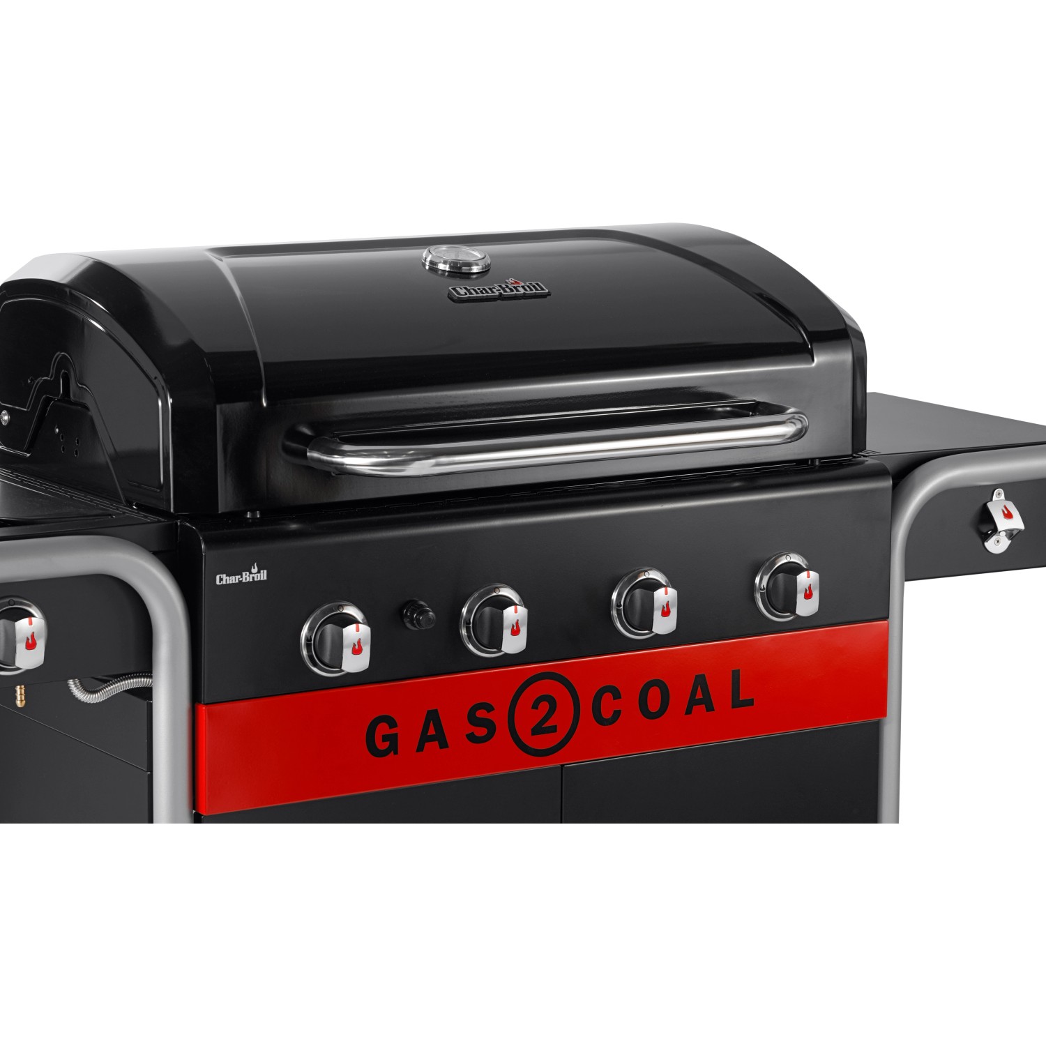 Char-Broil Gas2Coal 2.0 440 Hybridgrill mit 4 Brennern, schwarz. Gas- und Holzkohlegrill.