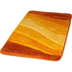 Meusch Badteppich Ocean Safran, 60x100 cm, mit Streifen in Gelb- und Orangetönen.