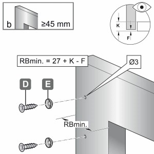 Kesseböhmer FREEspace Frontbefestigungs Set für Hängeschränke mit Alurahmen