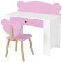 AIYAPLAY Kinderschreibtisch Set in Rosa und Weiß mit Tischplatte, Schublade und Stuhl.