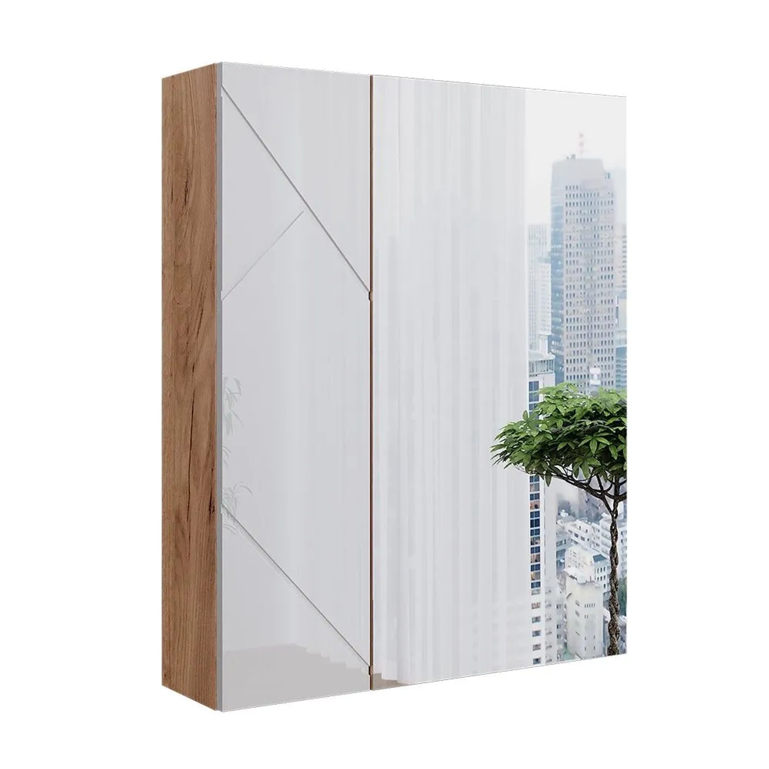 Vicco Badspiegelschrank Irma Weiß Eiche 60 x 75
