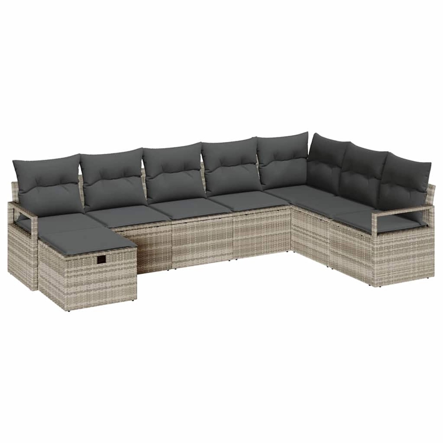 vidaXL Garten-Sofa-Set 8-Tlg Hellgrau Poly Rattan 3360563 günstig online kaufen