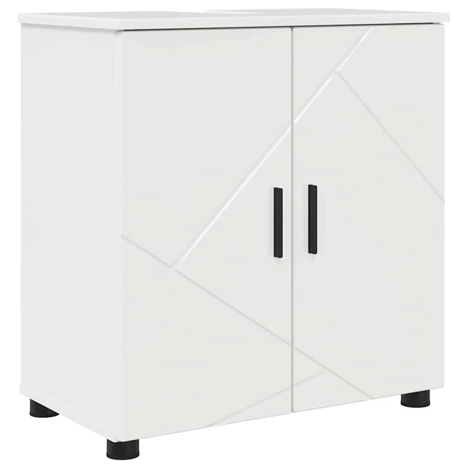 vidaXL Badezimmerschrank mit Speicher Hochglanz Weiß 61 x 35 x 64 cm 883288 günstig online kaufen