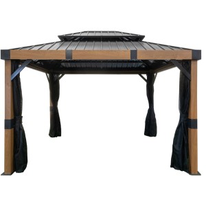 Sojag Pavillon Fontana 289x363 cm mit Moskitonetz und Stahlblechdach.