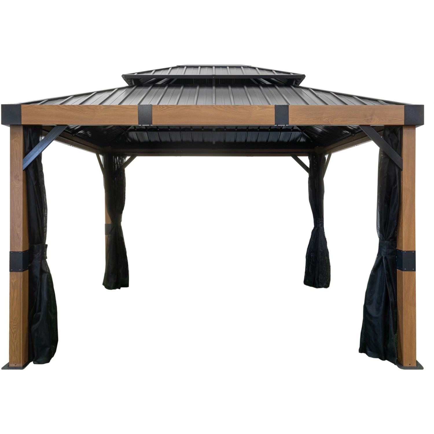 Sojag Pavillon Fontana 289x363 cm mit Moskitonetz und Stahlblechdach.