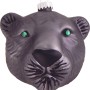 Schwarzer Pantherkopf als Weihnachtsornament aus Glas von Krebs Glas Lauscha, 9cm.