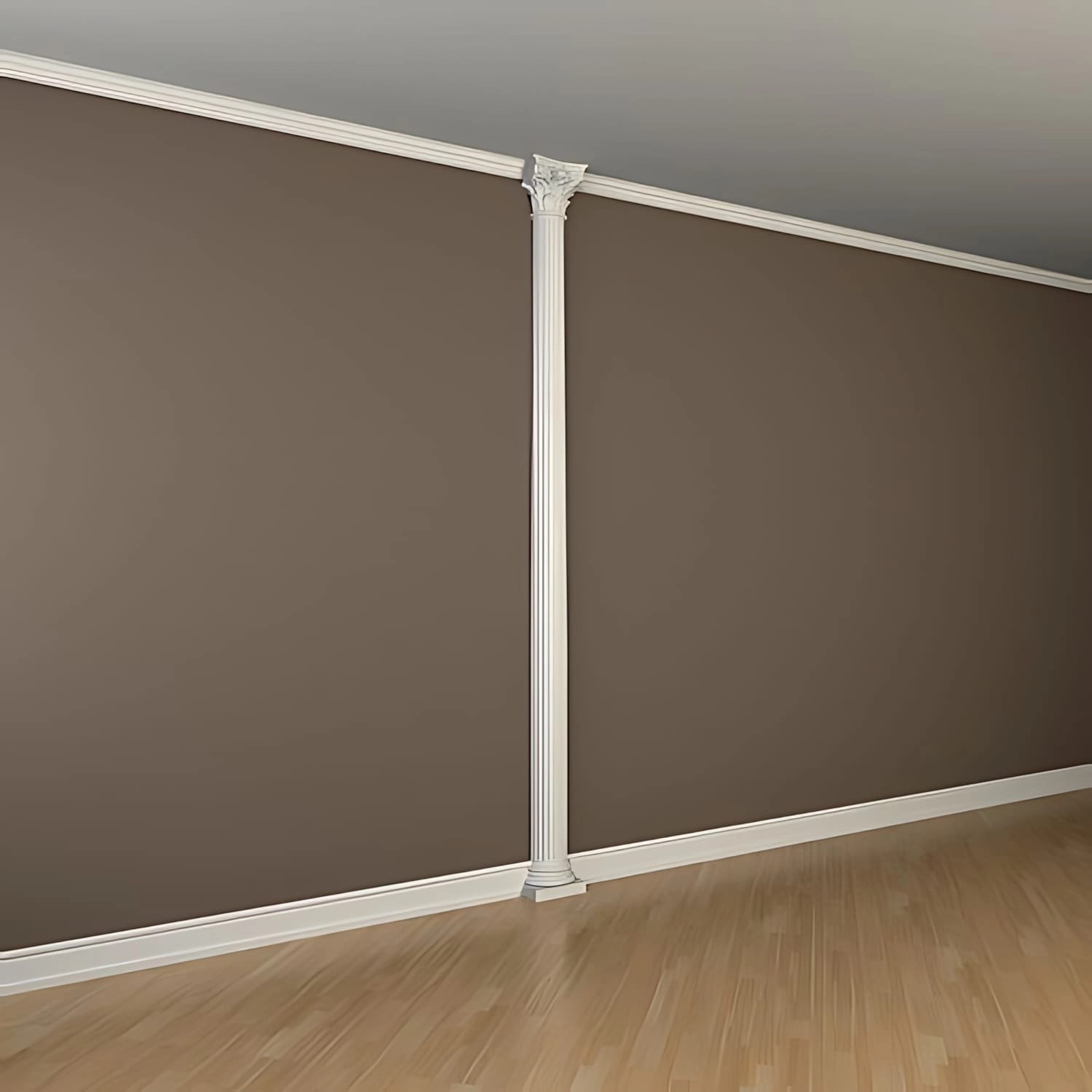 Weiße PROFHOME Halbsäule (Schaft) als Zierelement/Stuckdekor an einer Wand.