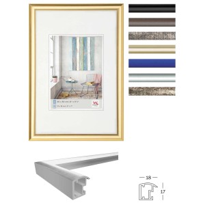 Walther Design Bilderrahmen Trendstyle, 50x70 cm, Gold, Kunststoffrahmen für Dekoartikel.