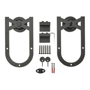 SOTECH Rollen Set SOLEA für Schiebetüren, schwarz, aus Stahl, mit 70mm Laufrollen und Montagematerial.