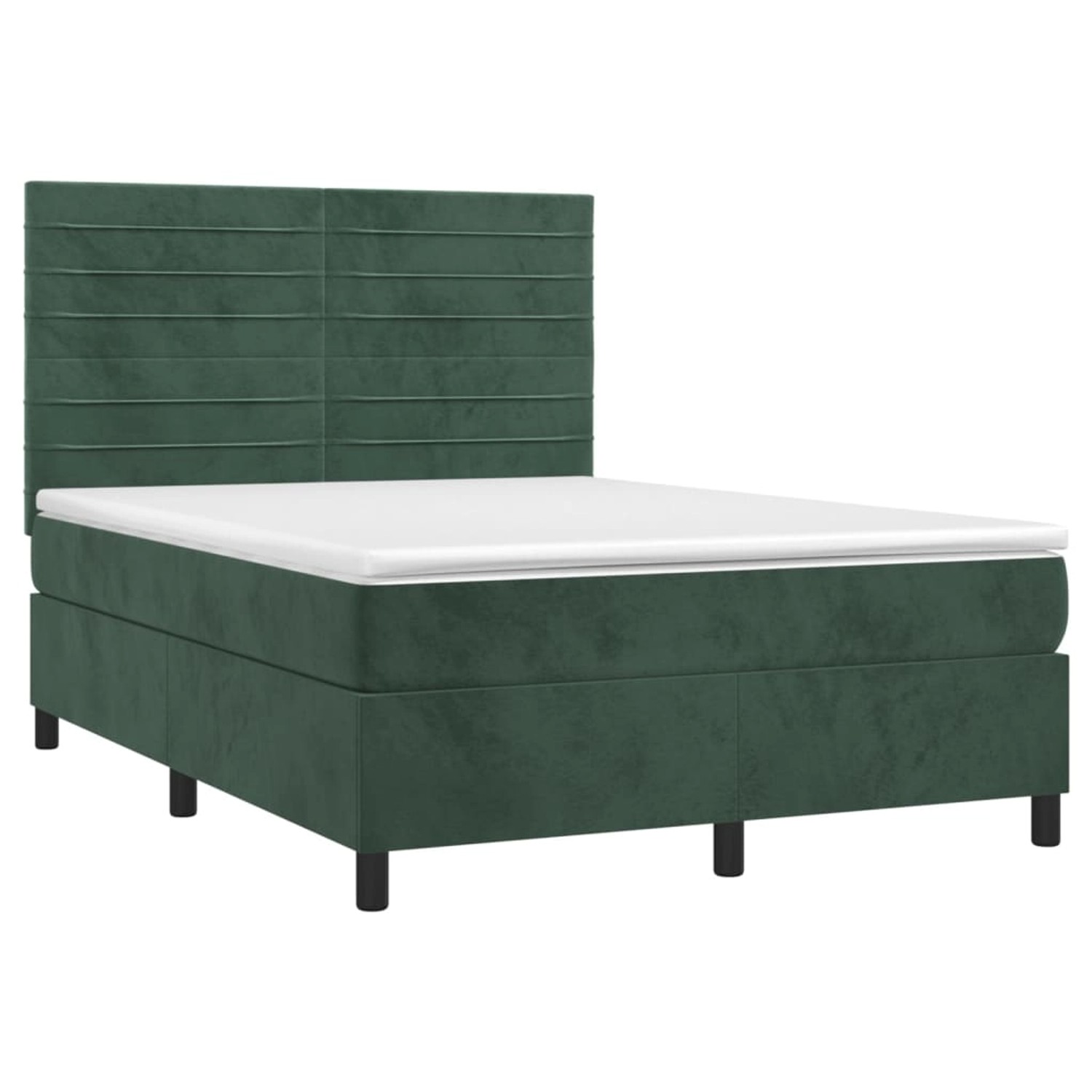 vidaXL Boxspringbett mit Matratze & LED Dunkelgrün 140x190 cm Samt 3136182 günstig online kaufen