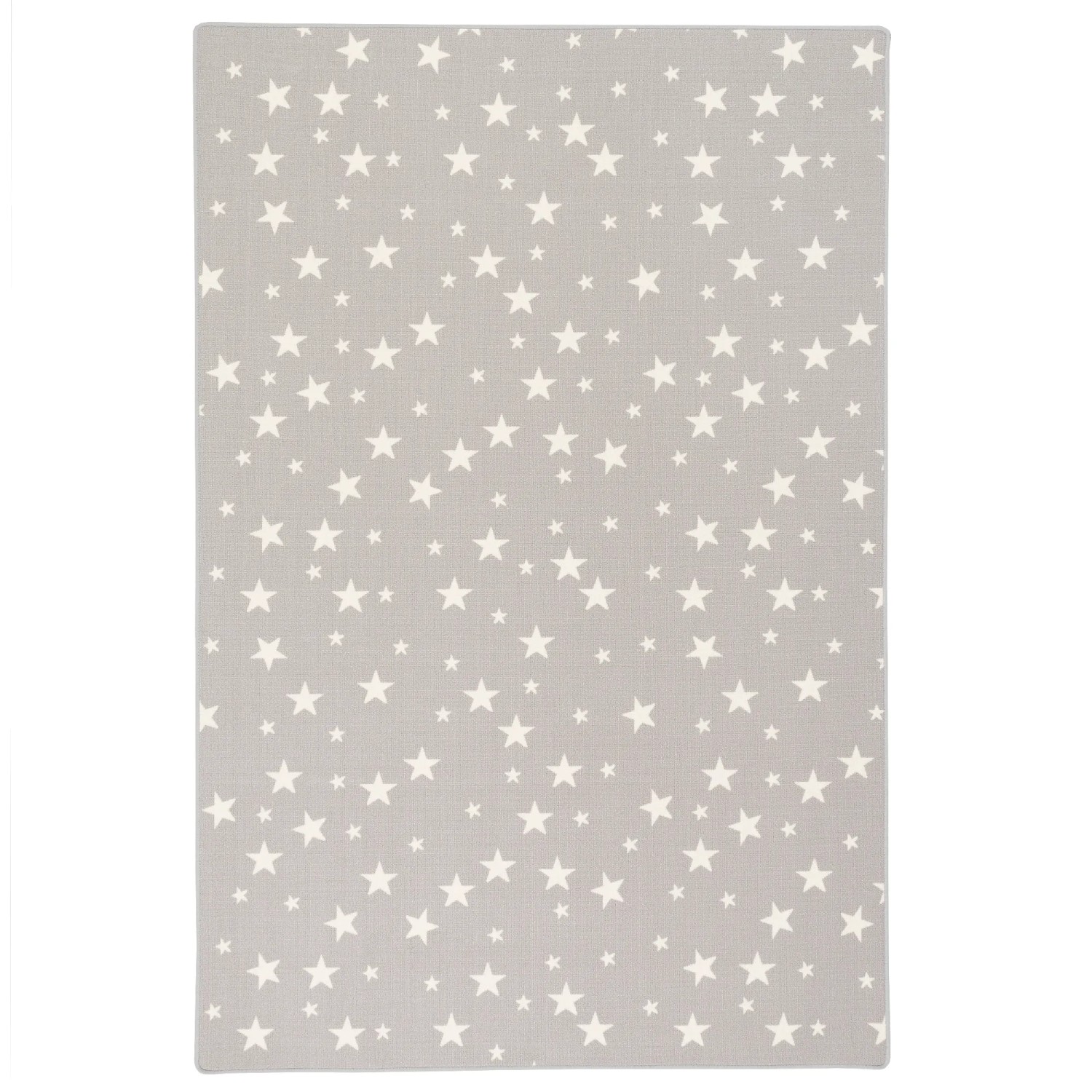 Grauer Kinder Spielteppich mit Sternenmuster, 80x320cm. Kurzflorteppich für Kinderzimmer.