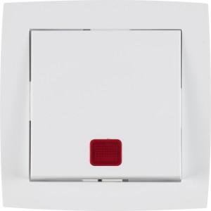 OBI Ausschalter Tauri, beleuchtet, Polarweiß: Schalter mit LED-Leuchte und Rahmen.