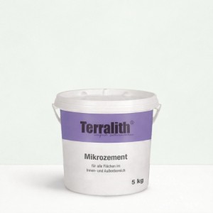 Eimer Terralith Mikrozement Fix & Fertig, 5kg, Farbe Grün. Putz, Mörtel & Zement für Innen- & Außenbereich.