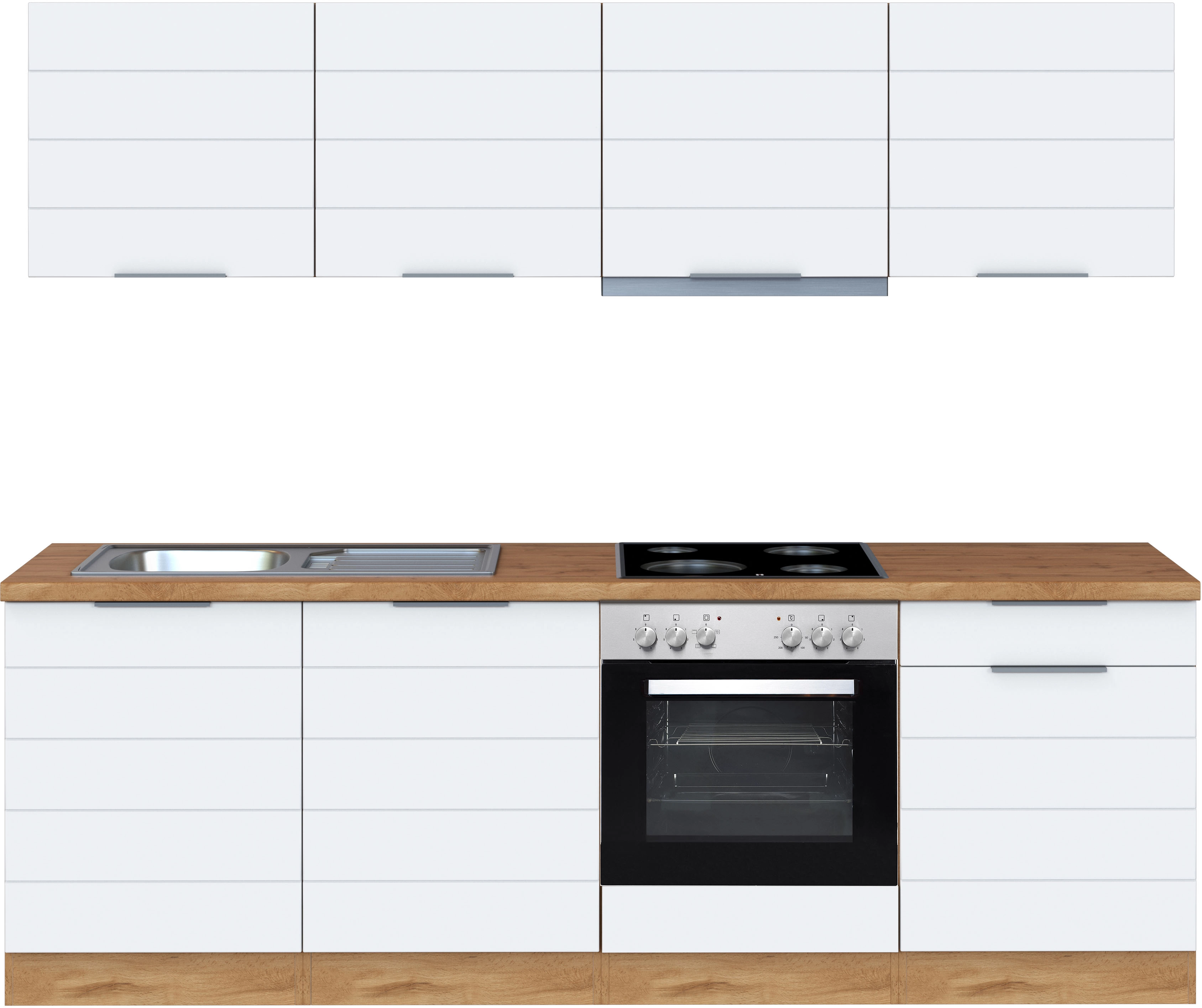 Held Möbel Küchenzeile Matt OBI Weiß-Wotaneiche kaufen cm bei 240