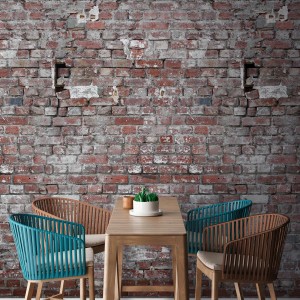 Fototapete Ziegelstein rot, grau, weiß, schwarz. PROFHOME Vliestapete in Steinoptik.