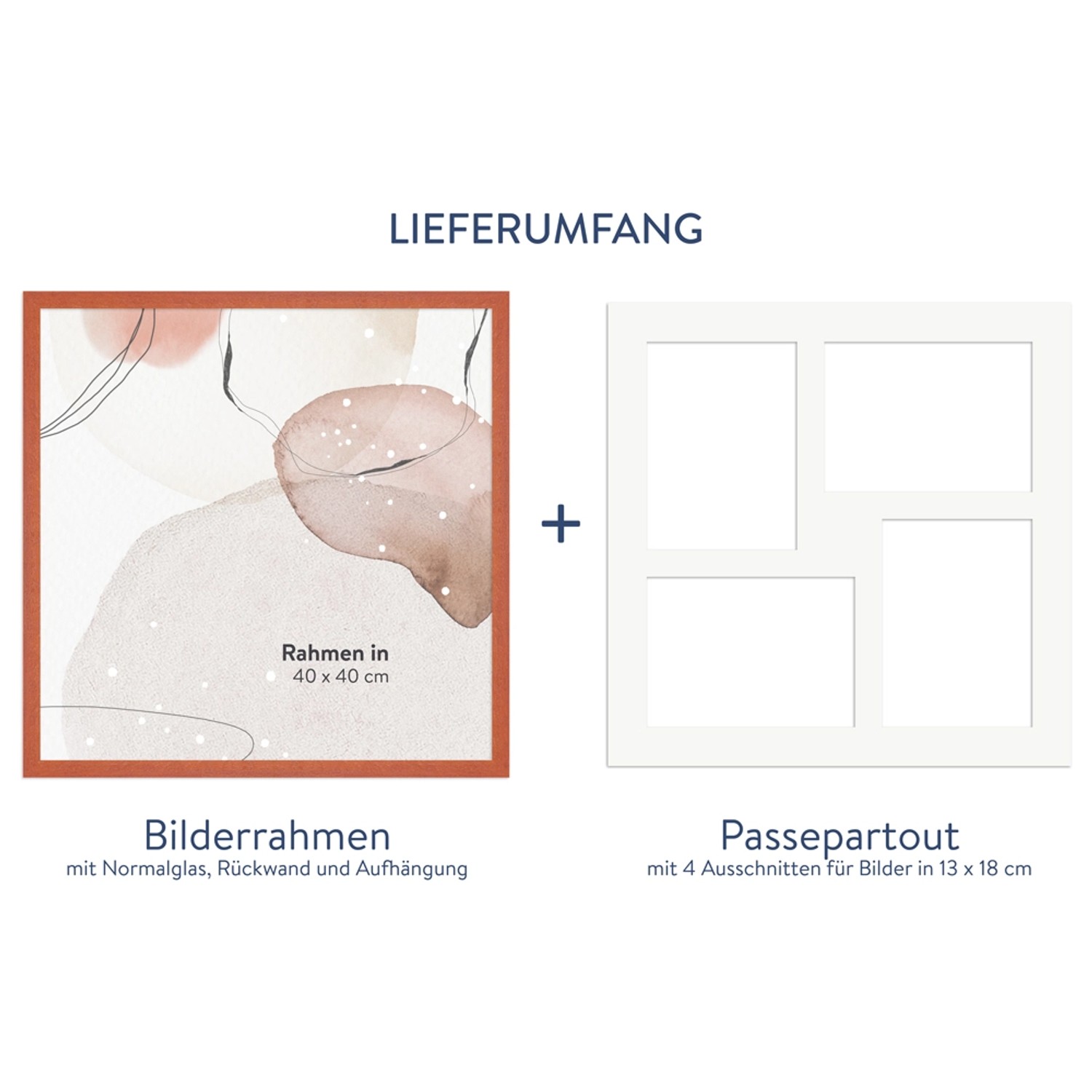 WANDStyle Galerierahmen in Kirschbaum für 4 Fotos (13x18 cm) mit Passepartout.