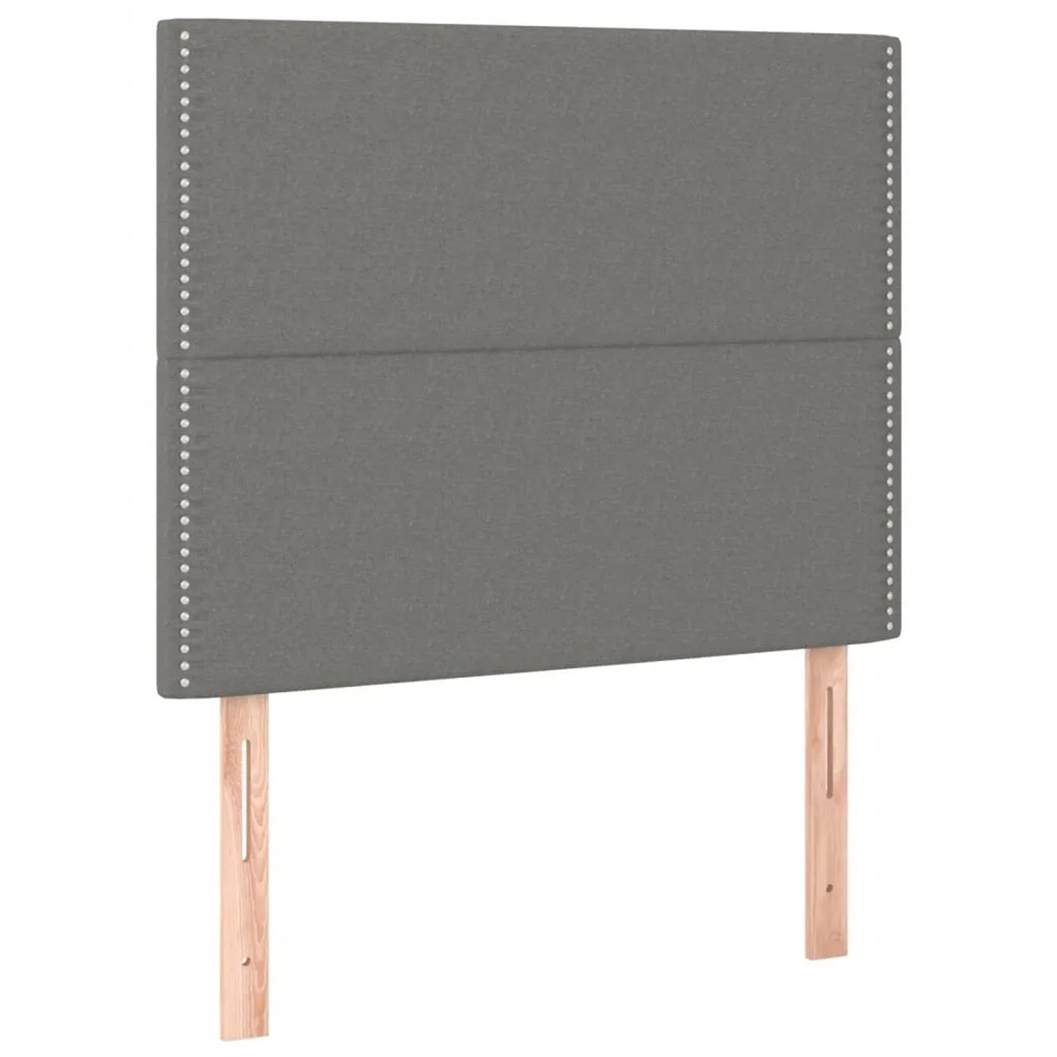 Dunkelgraues Stoff-Bettgestell mit Kopfteil (90x190 cm) für Schlafzimmer.