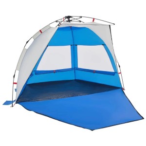 Azurblaues Strandzelt für 2 Personen mit Quick-Release-System. Ideal für Camping und Strand.