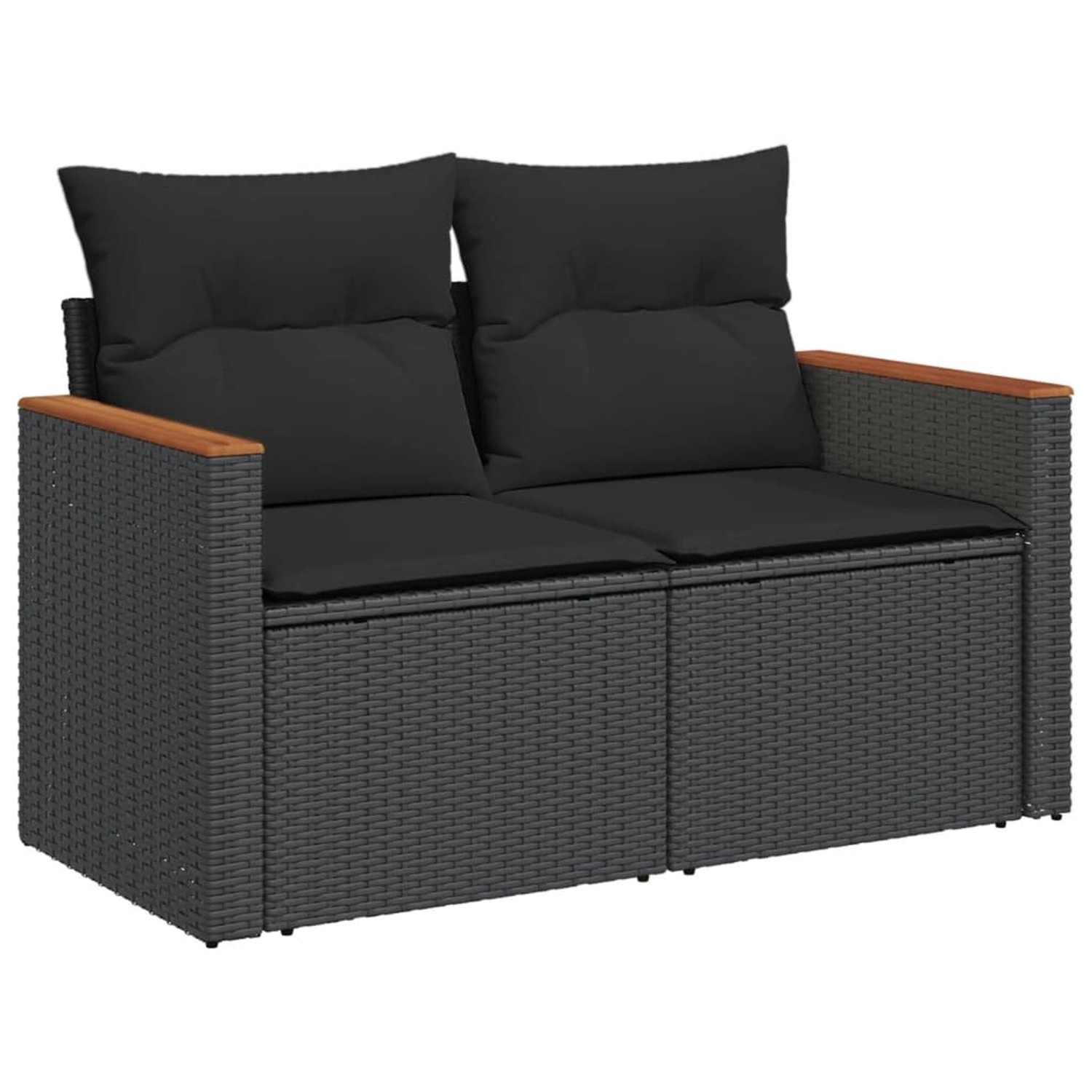 Schwarze 12-tlg. Garten-Sofagarnitur aus Poly Rattan mit Kissen. Gartenmöbel für Terrasse und Garten.