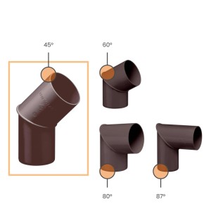 Inefa Fallrohrbogen 45° PVC DN 100 dunkelbraun. Robustes Kunststoff-Formteil für Dachentwässerung und Dachrinnen.