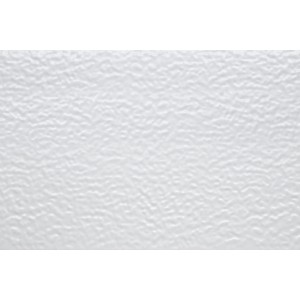 Detailansicht: Weißes Hörmann Schwingtor Berry mit Pearlgrain-Oberfläche.