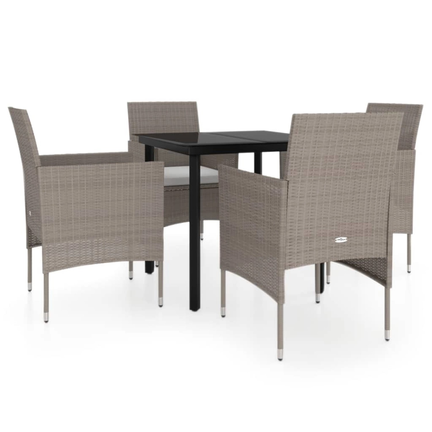 vidaXL 5-Tlg Garten-Essgruppe mit Kissen Beige und Schwarz 3099294