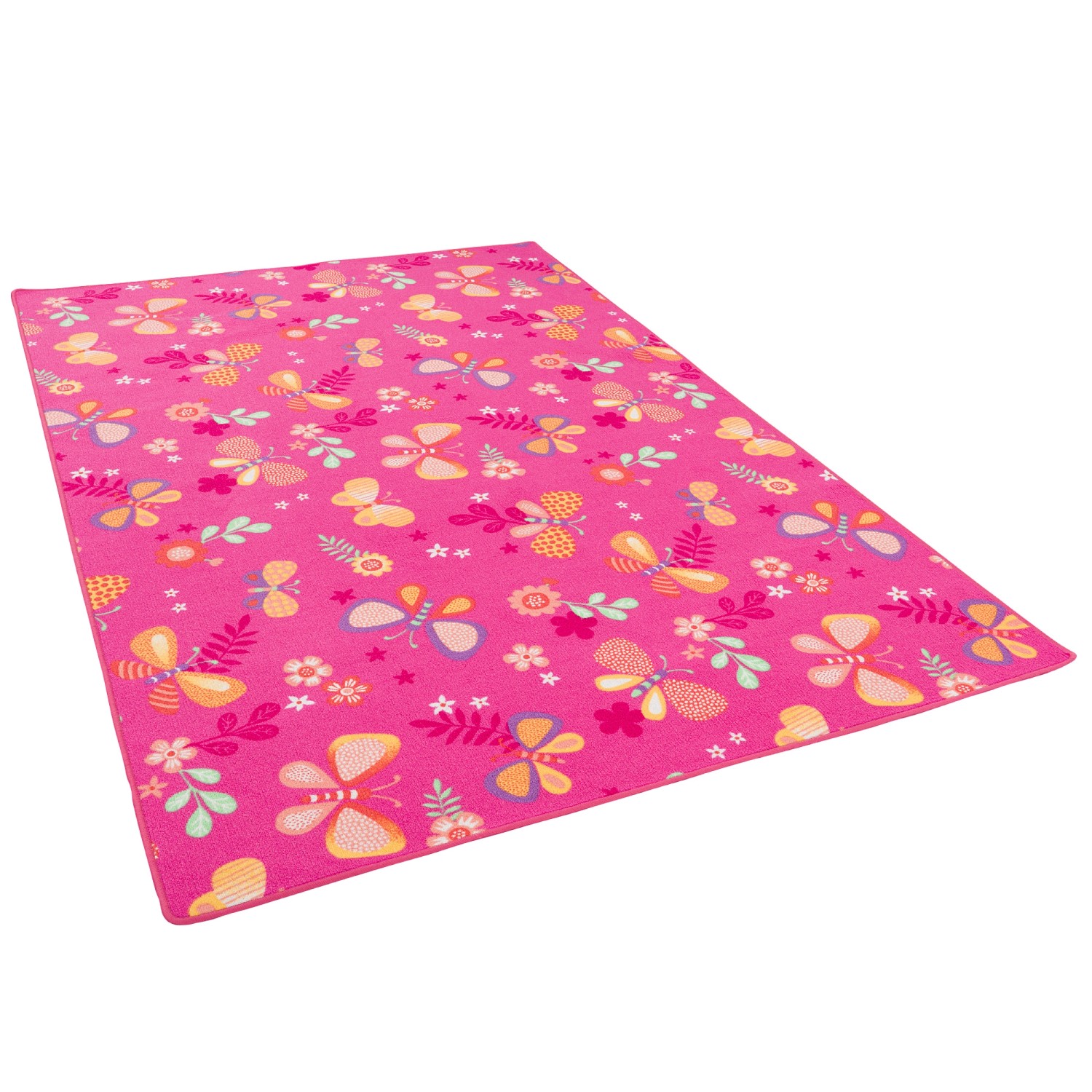 Snapstyle Kinder Spiel Teppich Schmetterling Pink 80x160cm günstig online kaufen