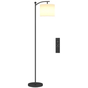 HOMCOM Stehlampe in Schwarz/Creme mit Stoffschirm und Fernbedienung.