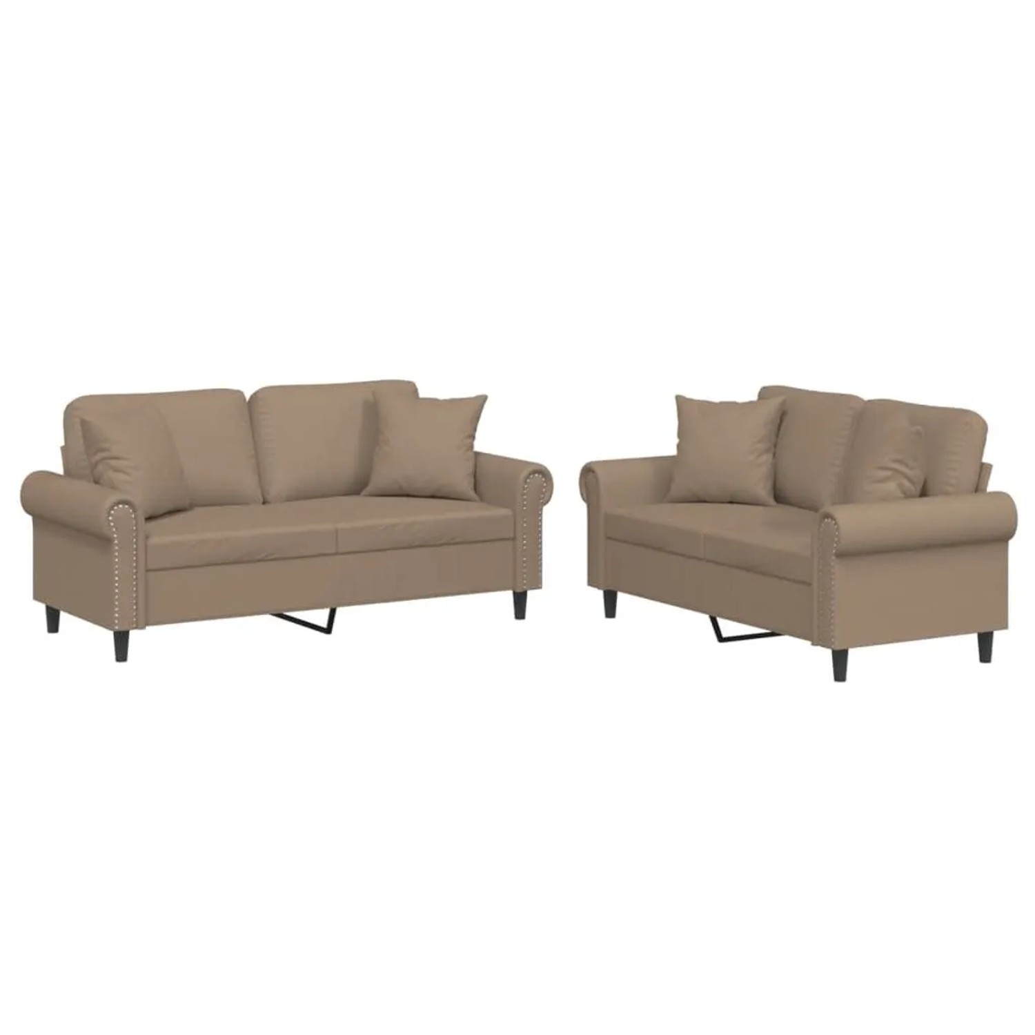 vidaXL 2-Tlg Sofagarnitur mit Kissen Cappuccino-Braun Kunstleder 3202164