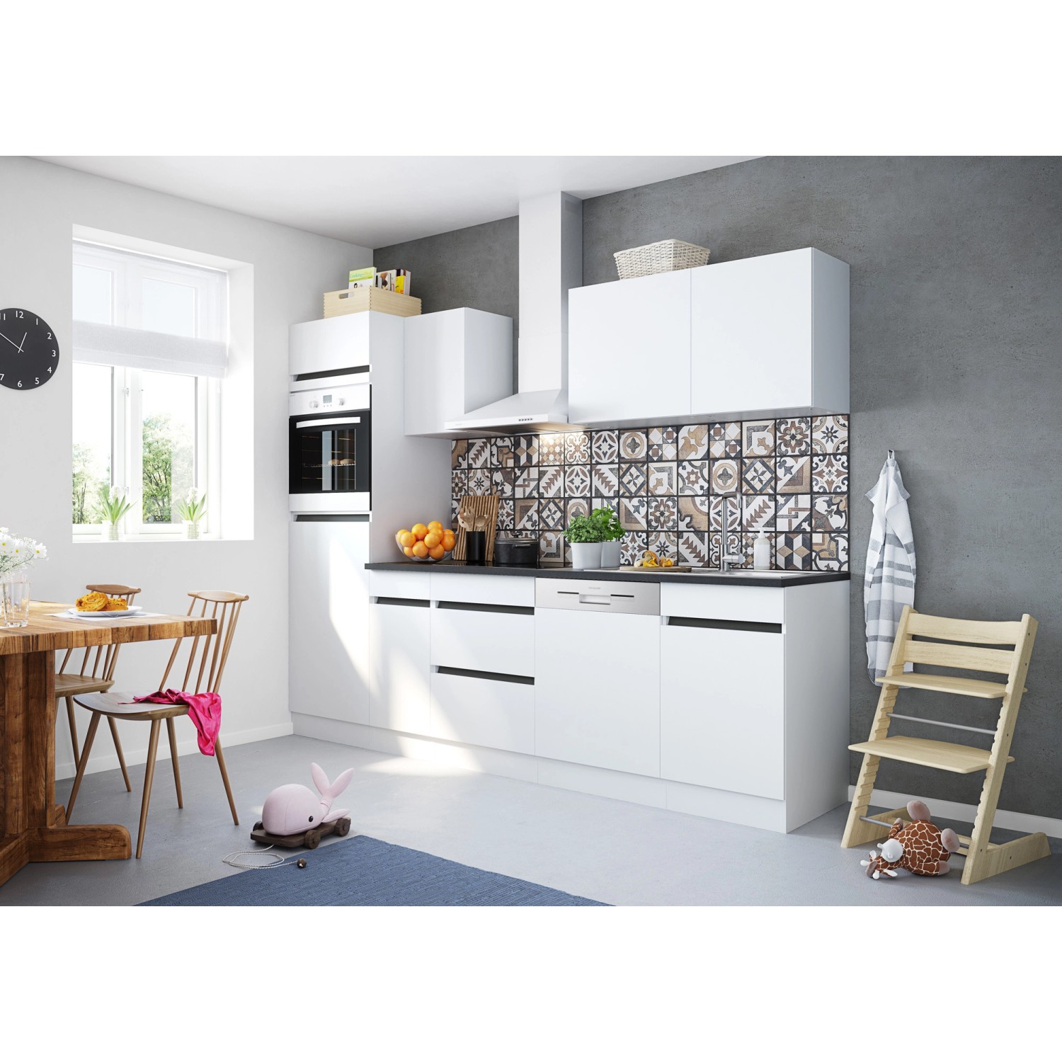 Optifit Küchenzeile/Küchenblock OPTIkombi Luca932 ohne E-Geräte 270 cm Breite Weiß