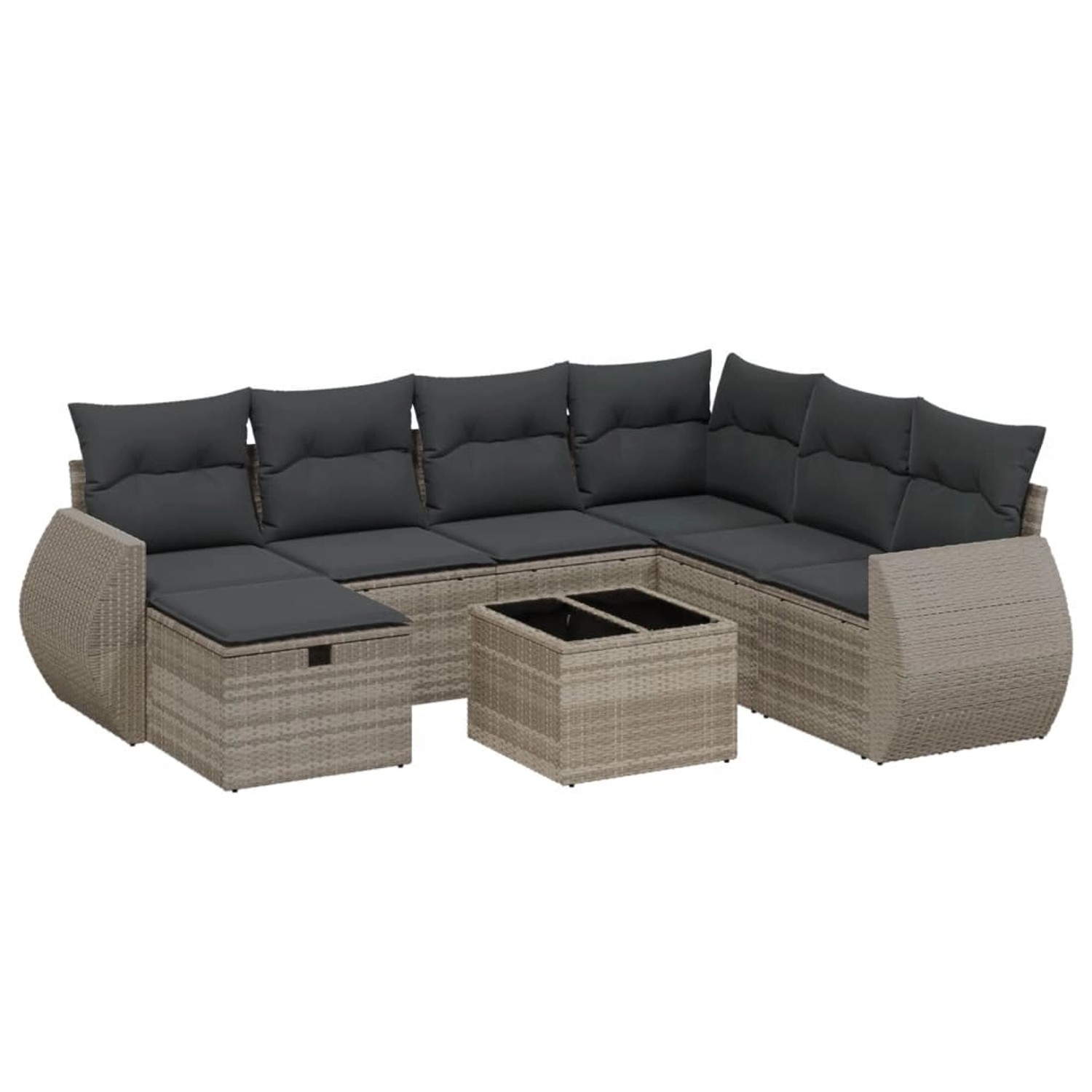vidaXL 8-Tlg Garten-Sofagarnitur mit Kissen Hellgrau Poly Rattan 3264158 günstig online kaufen