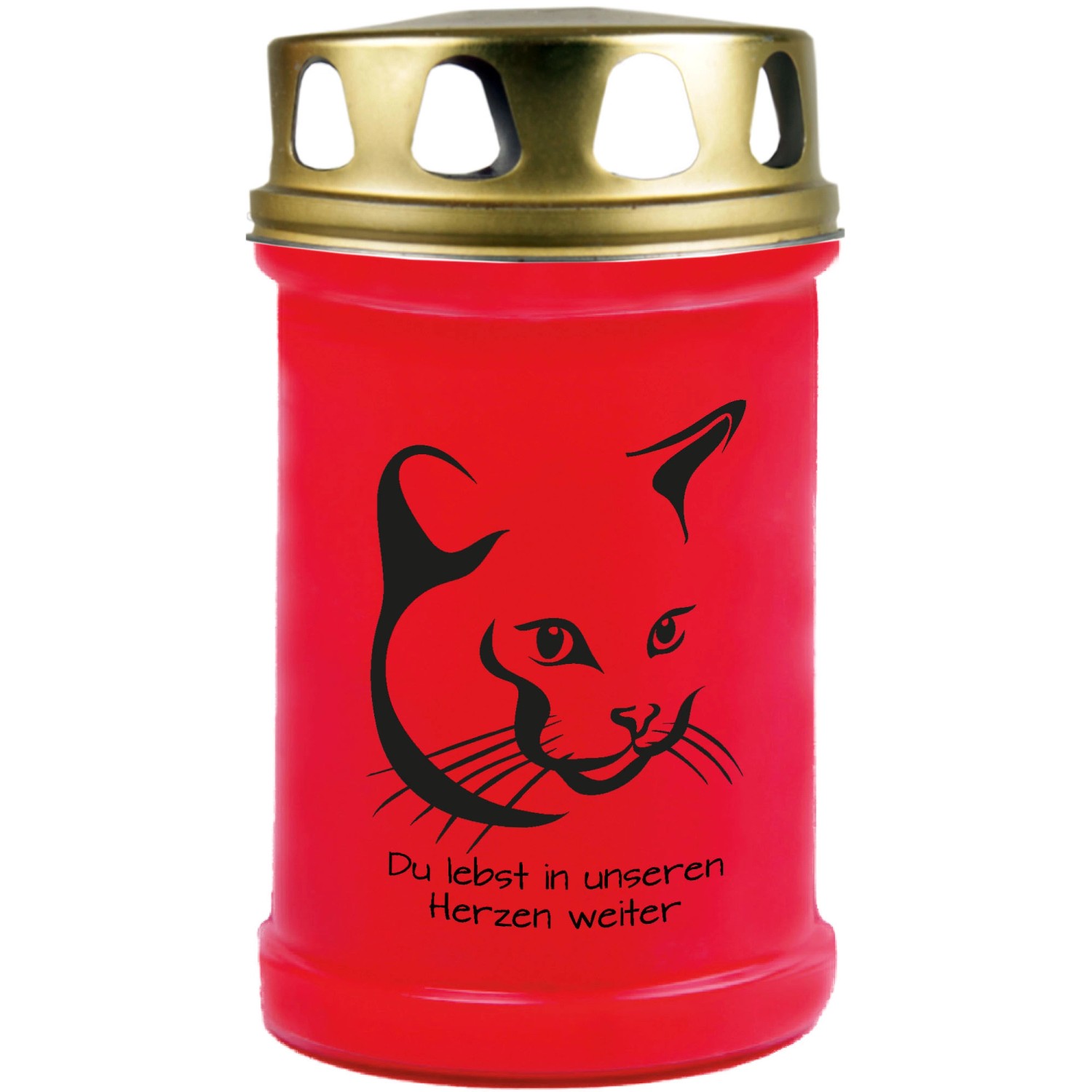 HS Candle Grabkerze Rot 48h Deckel Gold Katze 4 günstig online kaufen