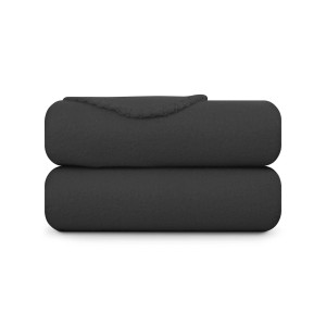 Gefaltete, schwarze Bestlivings Fleecedecke (130x170 cm) mit Kedernaht.