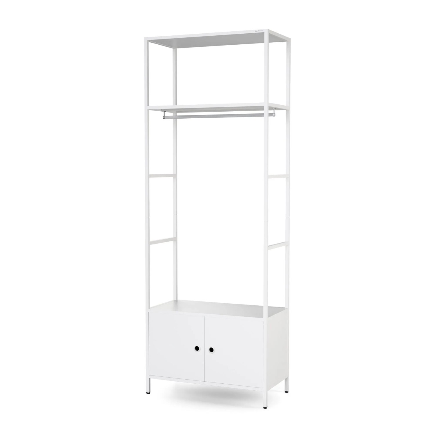 JAN NOWAK Offenes Büroregal mit Kleiderstange für Empfangsbereiche und Wartezimmer ARIEL 80 × 220 × 40 cm Weiß