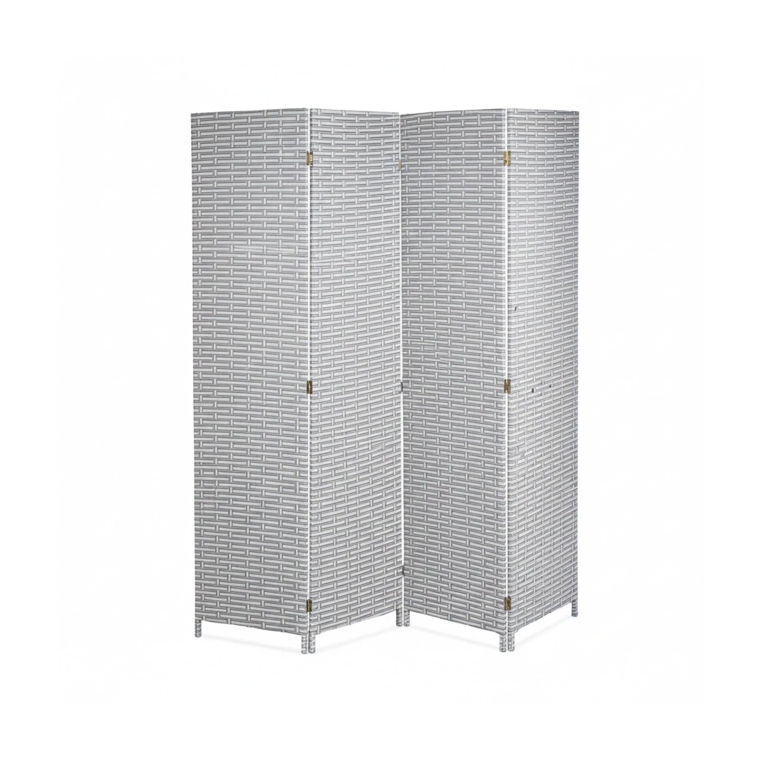 Relaxdays Paravent Kunststoff Weiß-grau 4-teilig Faltbar 180 cm x 180 cm x 2 cm 5,8 kg