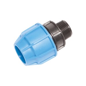 LUX-TOOLS Verbindungsstück für PE-Rohre, 32 mm x 33,3 mm (R 1), blau und schwarz.
