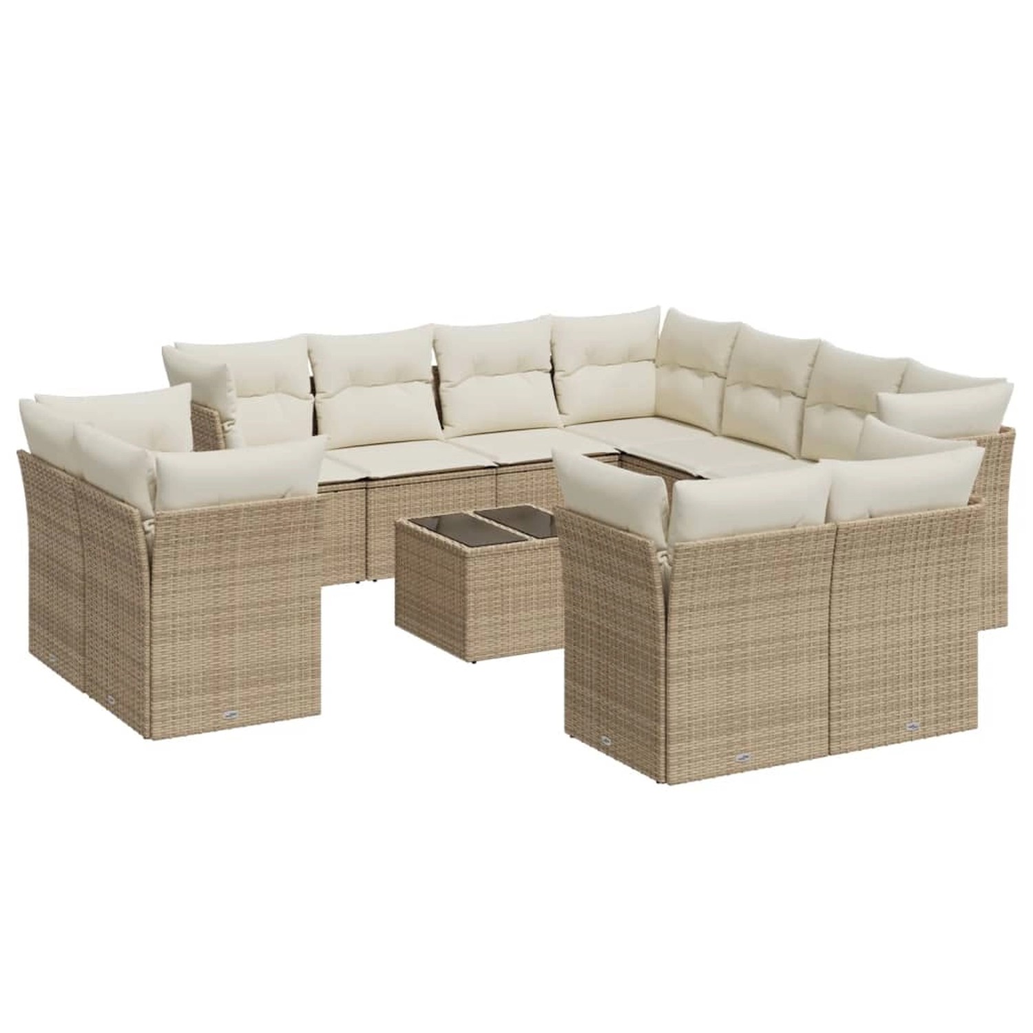 vidaXL 12-Tlg Garten-Sofagarnitur mit Kissen Beige Poly Rattan 3218518 günstig online kaufen