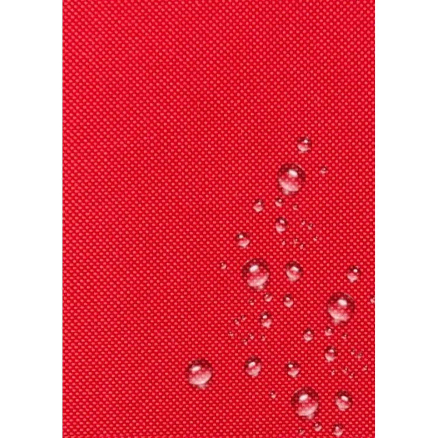 Detailaufnahme: Rotes Bankkissen mit Wassertropfen, geeignet für OBI Gartenbänke.