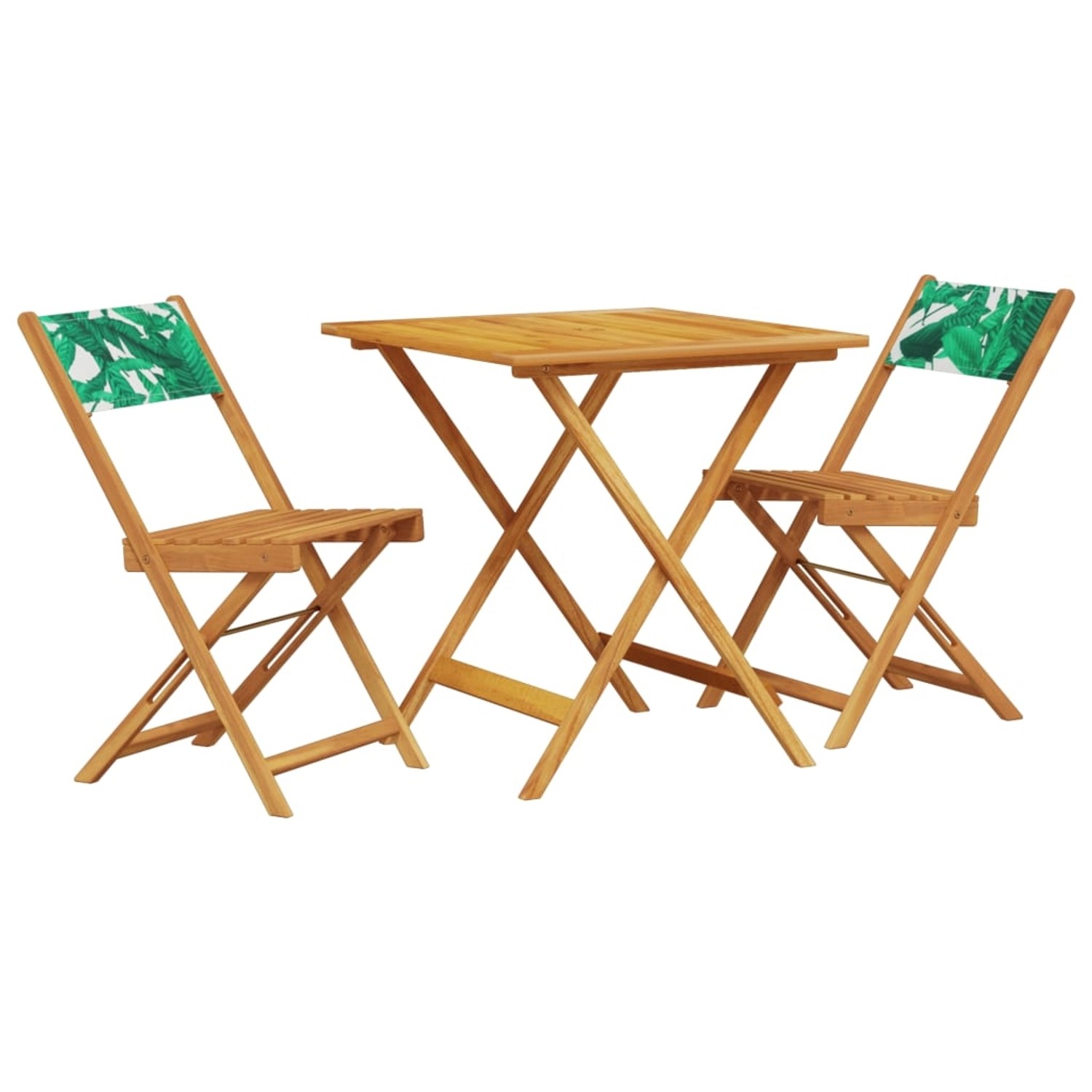 vidaXL 3-tlg Bistro-Set Blattmuster Stoff und Massivholz Modell 4