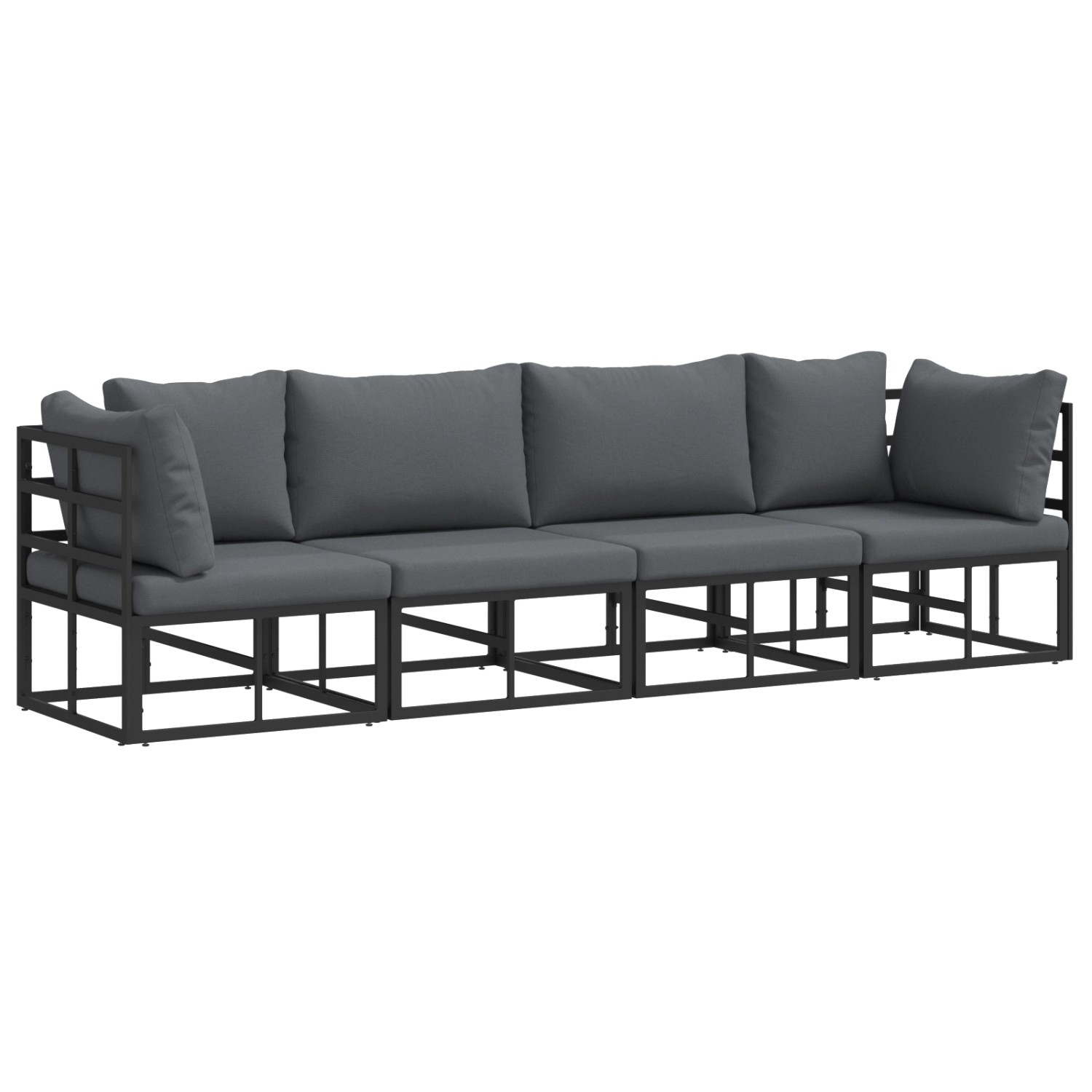 vidaXL Garten-Sofa-Set mit Kissen 4-Tlg Schwarz Aluminium 3378842 günstig online kaufen