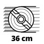 Schnittbreite 36 cm des Einhell Akku-Rasenmähers GE-CM 36/350 Li M Kit.
