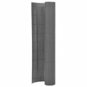Grauer vidaXL Gartenzaun aus PVC, doppelseitig und aufgerollt, 110x400 cm. UV-beständiger Sichtschutz.